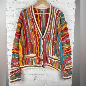 Rare Vintage Coogi 3D Colorful Sweater Cardigan
